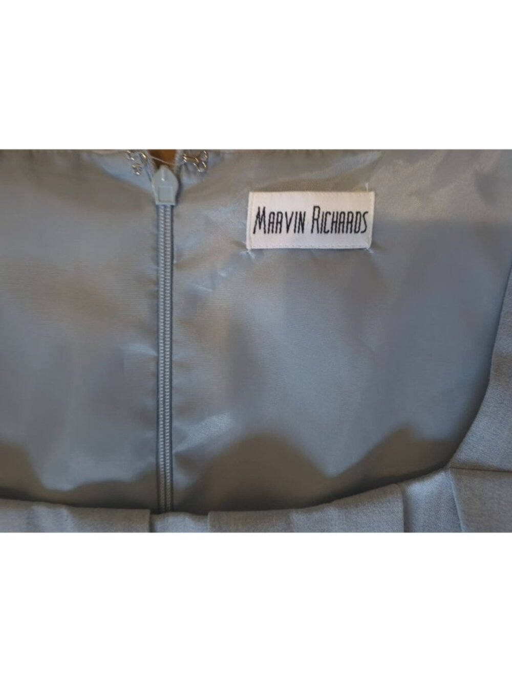 Marvin Richards Womens Light Blue Sheath Dress S- 6 Pleated Lined Career Office - Picture 4 of 9